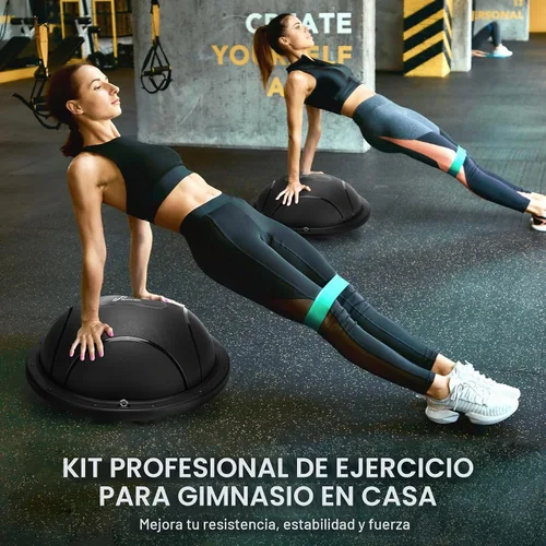 Vista 3 de Sportneer Half Balance Ball - Inflatable Exercise Ball Trainer With Resistance Bands & Pump - Non-slip Yoga Ball for Stability, Core Training