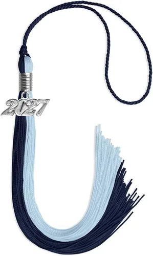 Vista 11 de Endea Graduation Borla de doble color con gota de fecha plateada (negro/oro antiguo, 2025)