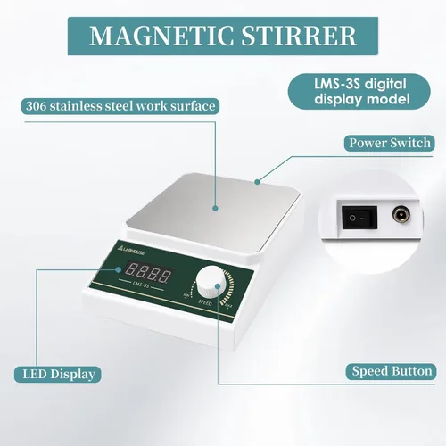 Vista 6 de LMS-3S Magnetic Stir Plate 3L 3000RPM w/ 8PCS Stir Bar Set