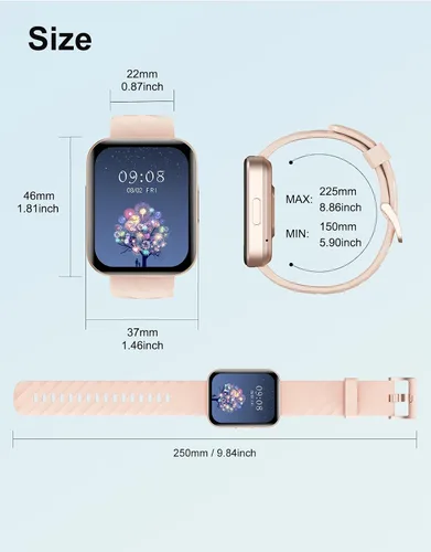 Vista 8 de Relojes inteligentes para hombres y mujeres (respuestas/hacer llamadas) compatibles con teléfonos iPhone Android, reloj inteligente de 1.85 Rosa