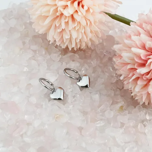 Vista 5 de Heart Dangle Silver Earrings Hypoallergenic Heart Huggie Hoop Cute Earring for Women