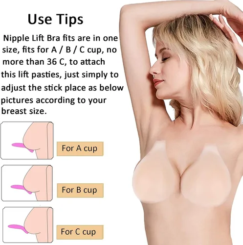 Vista 5 de Sujetador de elevación de silicona para mujer, fundas de silicona reutilizables, brasier invisible para copa ABC (desnudo), Desnudo