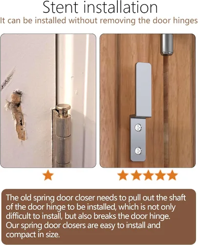Vista 4 de Cierrapuertas automático de resorte, cierrapuertas para el hogar, puerta mosquitera, hogar, sin necesidad de quitar las bisagras de la puerta