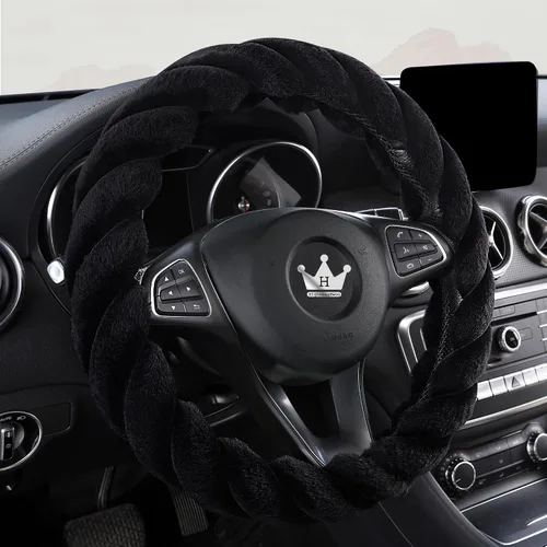 Vista 2 de HighnessHwoo Funda para volante de coche de felpa suave y lujosa de invierno para mujeres, accesorios automotrices cálidos y lindos para vehículos