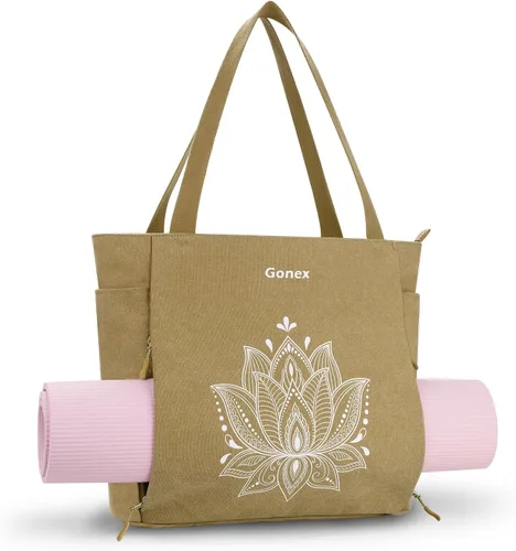 Vista 15 de Gonex Bolsa para Esterilla de Yoga, Bolsa Grande con Múltiples Bolsillos para Mujeres y Hombres, Portador de Esterilla de Lona, Cremallera Completa