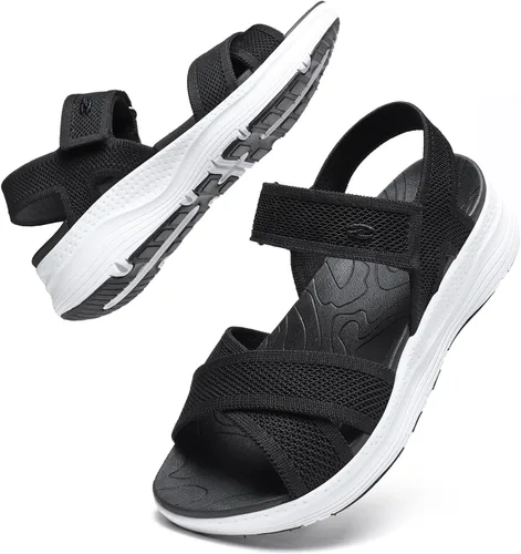 Vista 8 de Bravover Sandalias ortopédicas para caminar para mujer, cómodas, con soporte de arco para fascitis plantar, con correa ajustable ultraligera