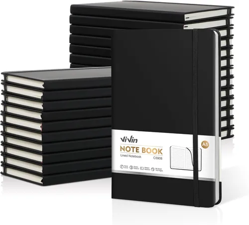 Vista 13 de ViVin Cuadernos de diario rayados para trabajo, 192 páginas, tamaño mediano de 5.5 x 8.3 pulgadas, rayado universitario, cuadernos A5 de tapa dura