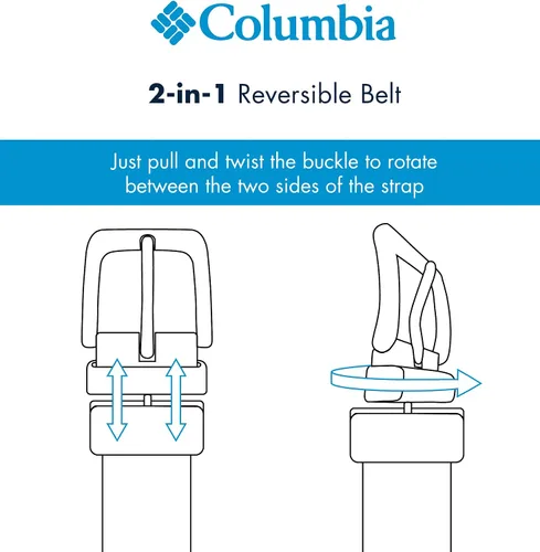 Vista 7 de Columbia Cinturón de mezclilla casual reversible dos en uno para hombre