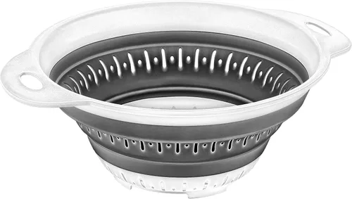 Vista 4 de Coladores plegables (coladores) para frutas, verduras y alimentos, tamaño 8" - 2 cuartos (gris)