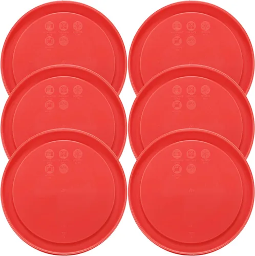 Vista 2 de Pyrex 7201-PC Tapas redondas de 6.5 pulgadas, para recipientes de vidrio. Paquete de 4 unidades., Paquete de 6, Rojo BPA-Free Plastic Snug Seal