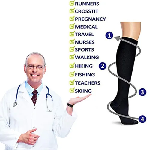 Vista 7 de 6 pares de calcetines de compresión unisex para hombres y mujeres 15-20 mmHg ajuste atlético