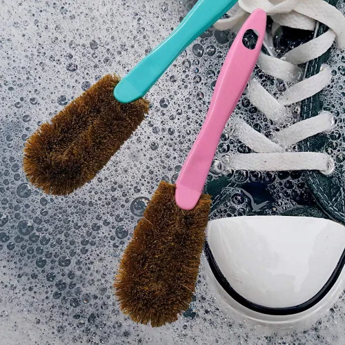 Vista 5 de Cepillo para zapatos de palma - Kamenoko Tawashi Scrubber, juego de 2 piezas Fibra natural, removedor de suciedad, lavado de zapatillas