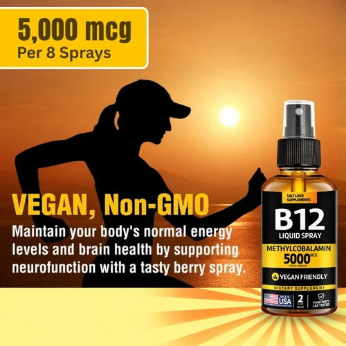 Vista 7 de Paquete de 2 líquidos B12 Spray 5000 mcg - Metilcobalamina Vitamina B12