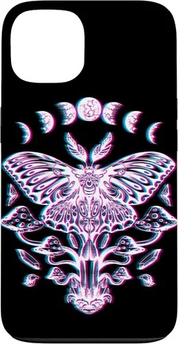 Vista 6 de Funda Glitch para iPhone 15 Glitch Lunar Moth Fases Cristales Setas