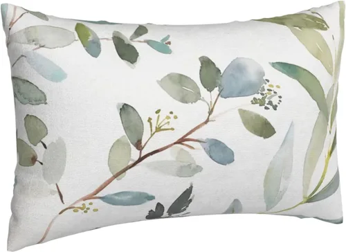 Vista 2 de Funda de almohada de hoja de planta verde, funda de almohada suave de 14 x 20 pulgadas, duradera, de fácil cuidado, decorativas, fundas protectoras