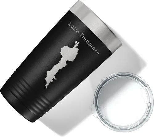 Vista 5 de Lake Dunmore Map Tumbler Travel Mug Insulated Laser Engraved Coffee Cup Vermont 20 oz Black