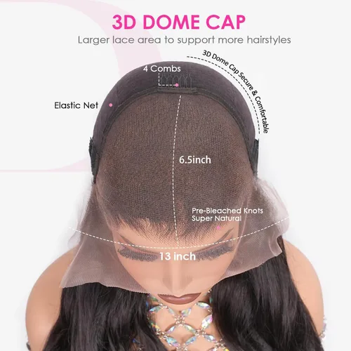 Vista 3 de Juvid 100% Cabello Virgen Sin Procesar, Peluca de 200% de Densidad 13x6 HD Transparente, Cabello Humano Profundo Ondulado, Prearrancada con Cabello