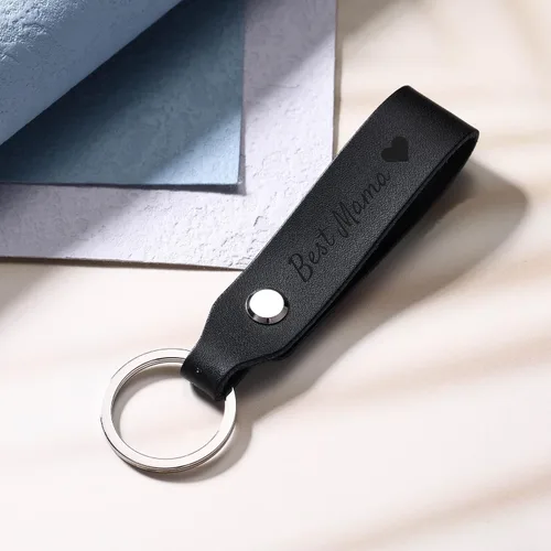 Vista 3 de OTXIXTO Llavero de cuero personalizado, regalos para papá, mamá, marido, esposa, nombre, fecha, grabado, accesorios para hombres y mujeres