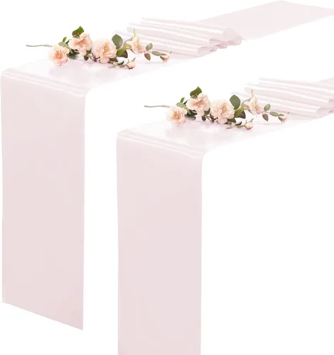 Vista 31 de Paquete de 2 caminos de mesa negros de 12 x 108 pulgadas, camino de mesa rectangular de seda satinada suave para bodas, banquetes, decoración