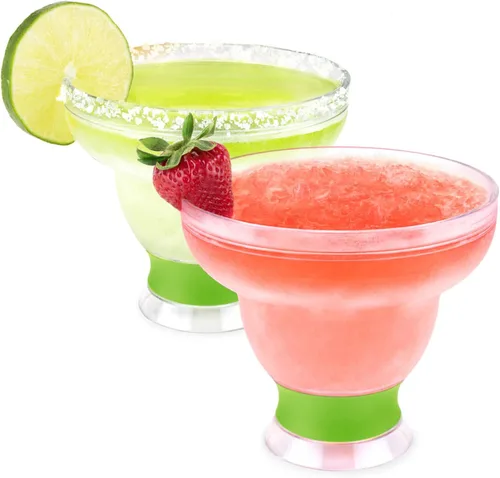Vista 17 de HOST FREEZE - Vasos de Margarita sin tallo, vasos de cóctel de plástico aislados para bebidas congeladas, vasos enfriadores de doble pared para Azul