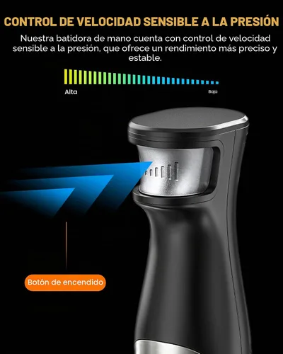 Vista 3 de Gavasto Batidora de inmersión inteligente, batidora de mano con varilla de mezcla telescópica variable y control de velocidad continuo, potente