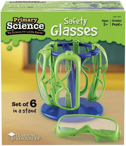 Vista 3 de Learning Resources Gafas de seguridad científica con soporte, ciencia preescolar, juego de 6, a partir de 3 años