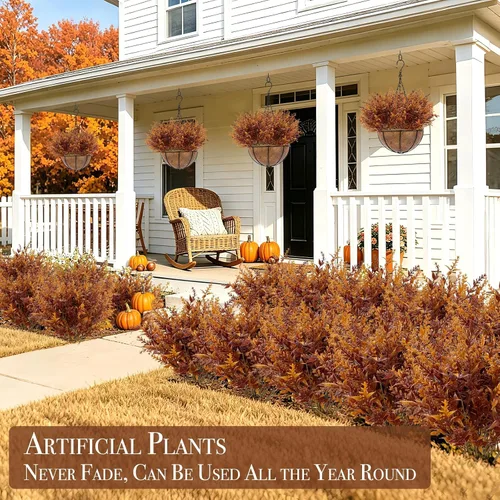 Vista 7 de TURNMEON 20 paquetes de flores artificiales de otoño para exteriores, decoraciones de otoño, resistentes a los rayos UV, lavanda artificial