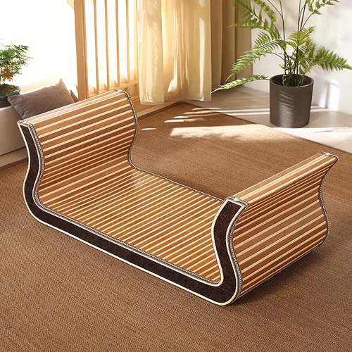 Vista 4 de HM&DX Mesa de centro de madera, mesa de piso japonesa, mesa de té de tatami, mesa de centro tejida de ratán, mesa de altar baja para meditación