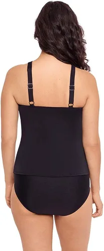 Vista 3 de Reebok Traje de baño para mujer Insta Stripe Soft Cup correa ajustable cuello alto tankini Top