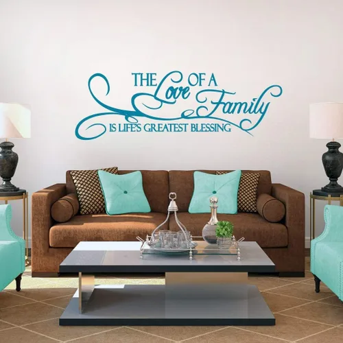 Vista 10 de Vinilo decorativo de pared The Love of A Family, pared de habitación familiar, sala de estar, cita de pared de la familia es la mayor bendición