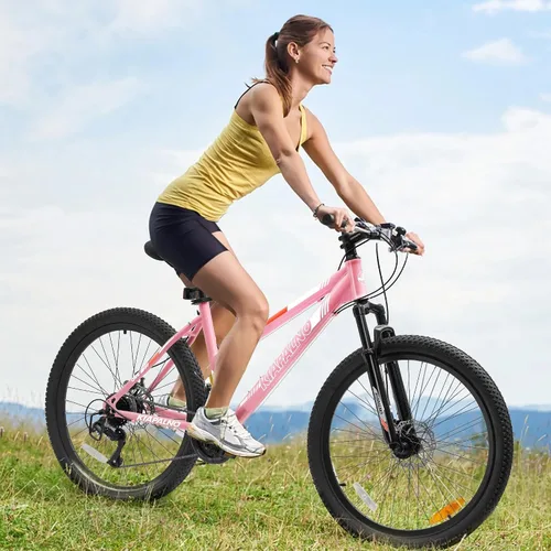 Vista 2 de Ecarpat 24/26 Inch Mountain Bike for Women Girls, 21-Speed Mountain Bicycle with Disc/V-Brakes and Front Fork Suspension, Carbon Steel Frame MTB Bike
