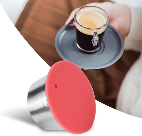 Vista 4 de Oumefar Cápsulas de café reutilizables, cápsulas de café reutilizables de acero inoxidable con tapa de silicona, taza de cápsula de café recargable
