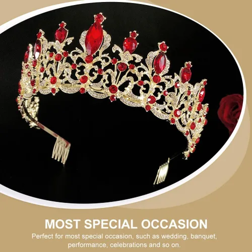 Vista 4 de Beaupretty Corona de reina de cristal, tiara barroca corona de boda, accesorio para el pelo de novia para cumpleaños, graduación, tiara para novia
