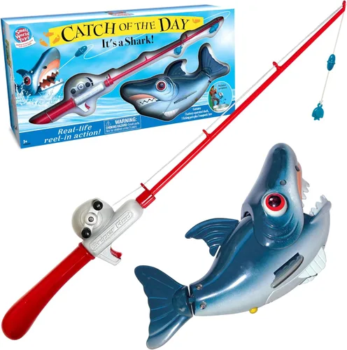 Vista 9 de Small World Toys Juego de pesca para niños, juguete magnético de pesca de bajo para niños a partir de 3 años, incluye caña de pescar para niños