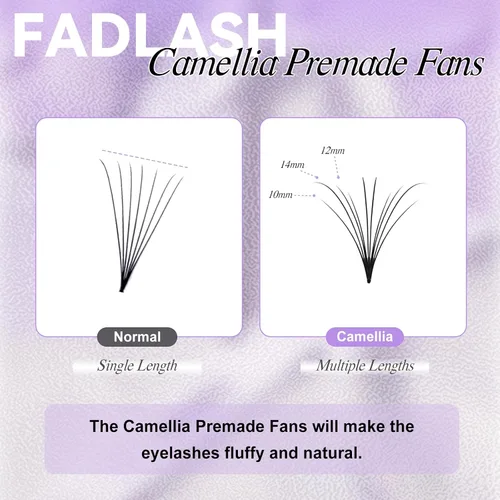 Vista 74 de FADLASH Extensiones de pestañas postizas en abanico con base puntiaguda 10D, extensiones de pestañas postizas de tallo medio, extensiones