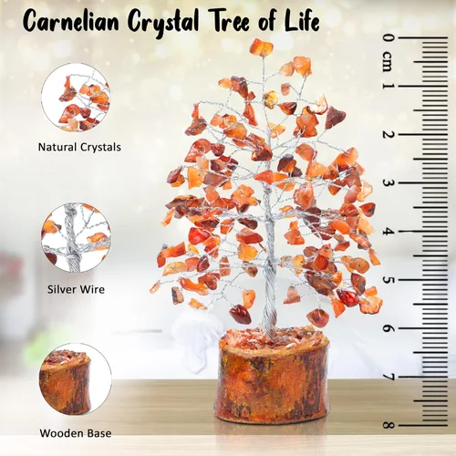 Vista 4 de Crocon® Bonsái de árbol de cristal curativo de cornalina, decoración de escritorio para mujer, decoración de habitación y oficina, regalo