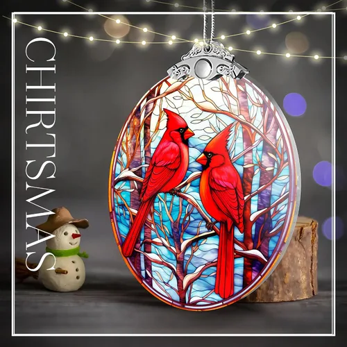 Vista 2 de Adornos de Navidad cardenales, adorno cardenal, simbolizando amor y memoria, elegante regalo de recuerdo navideño para familiares y amigos