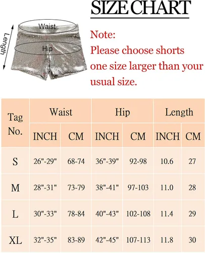 Vista 5 de Pantalones cortos de lentejuelas con purpurina y cintura alta elástica para mujer, pantalones cortos brillantes de pierna recta para fiesta