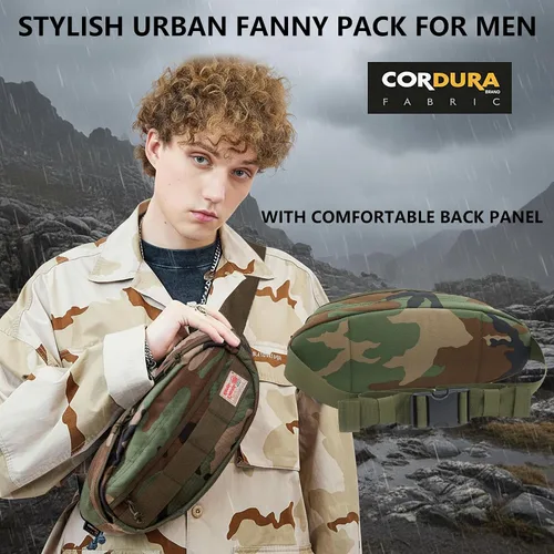 Vista 5 de Rough Enough - Riñonera cruzada para hombre, Camo, Riñonera de camuflaje militar