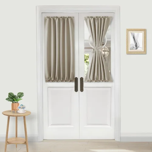 Vista 203 de DWCN Cortinas para Puertas Francesas – Cortinas opacas térmicas con bolsillo para barra para puertas con ventana de cristal, puertas de cocina