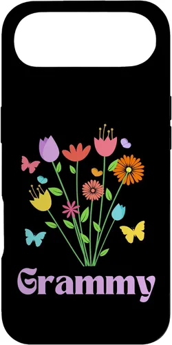 Vista 27 de iPhone 12/12 Pro Grammy Grandma Spring Flowers Pretty Tulips Butterfly Pink Case