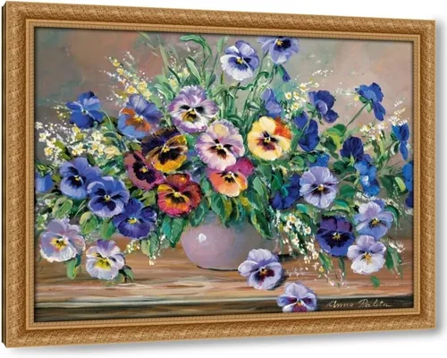 Vista 11 de ArtDirect Bouquet of pansies 18x15 Black Modern Wood Framed with Double Matting Museum Art Print by Paleta, Anna