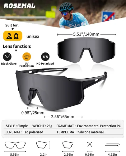 Vista 3 de Polarized Sports Sunglasses for Men Women Youth Baseball Running Cycling Driving Fishing Tennis Golf Motor TAC UV400 TR90