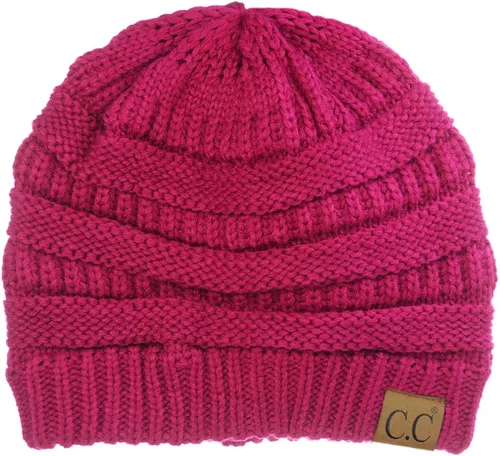 Vista 4 de C.C - Gorro de punto trenzado, elástico, moderno, grueso, suave y abrigado