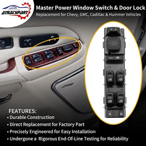 Vista 3 de Interruptor de ventana maestro 15883320, apto para Chevy GMC Cadillac 2003-2007 Chevy Avalanche, Silverado, Suburban, Tahoe. GMC Sierra, Yukon &