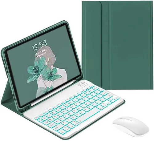 Vista 10 de Funda de teclado retroiluminada para Galaxy Tab A8 de 10.5 pulgadas modelo 2022 (SM-X200/X205/X207), cubierta delgada y ligera con teclado
