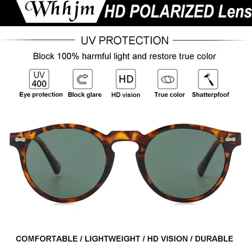 Vista 3 de Vintage Polarized Round Sunglasses for Men Women Retro Stylish Black Orange Sunglasses