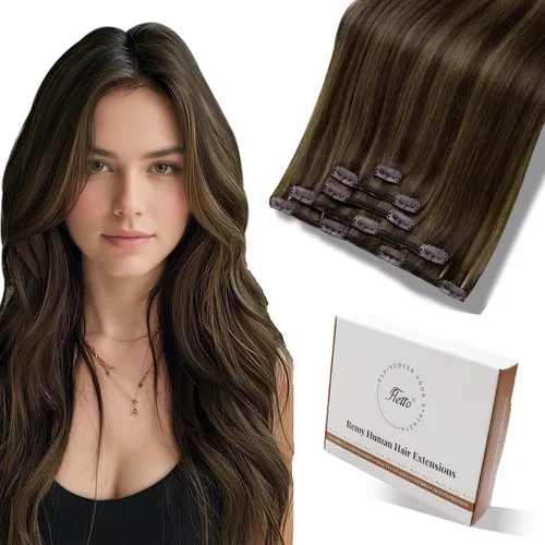 Vista 14 de Hetto Yaki - Extensiones de cabello humano real con clip, color negro azabache, extensiones de cabello rizado con clip, de 14 pulgadas, 5