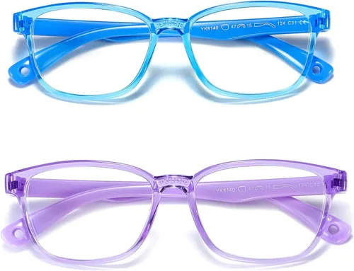 Vista 11 de Paquete de 2 gafas con bloqueo de luz azul para niños, antifatiga visual y protección UV, gafas para computadora, videojuegos, TV, teléfono