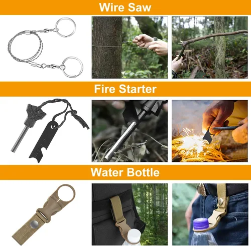Vista 4 de Survival Kit, Camping Tools for Hiking, Fishing & Emergencies
